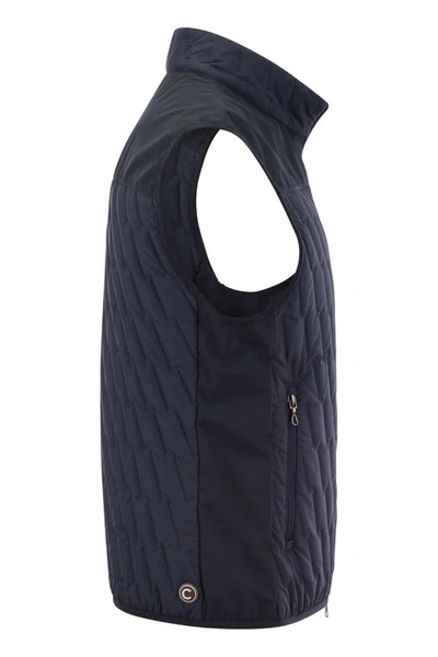 Shop Colmar Quilted Waistcoat With Softshell Inserts In Navy
