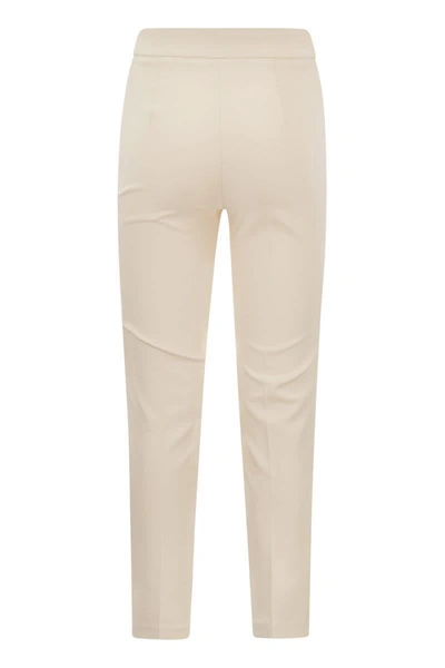 Shop Elisabetta Franchi Straight Stretch Crepe Trousers In Butter