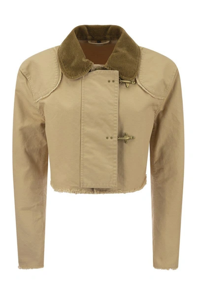 Fay Beige Cropped Jacket In Cream