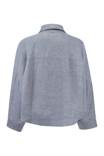 Shop Herno Linen Shirt-cut Jacket In Blue