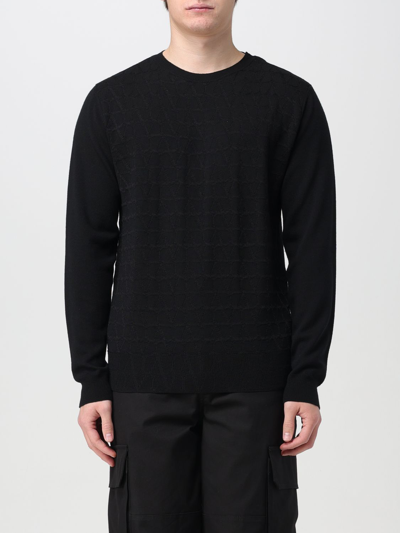 Valentino Garavani Man Sweater Black Size L Virgin Wool In Black