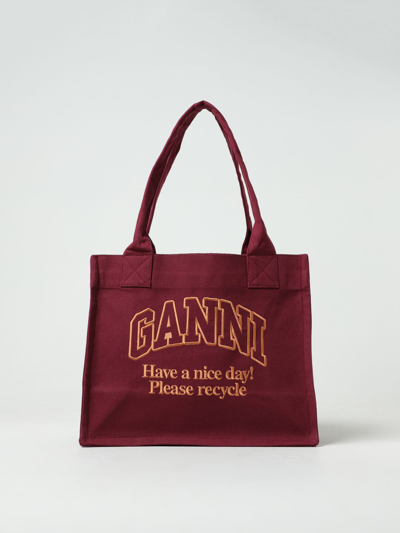 Shop Ganni Tote Bags  Woman Color Red