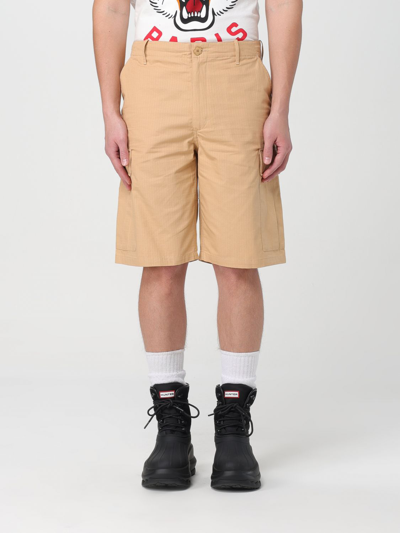 Kenzo Logo-patch Knee-length Cargo Shorts In Brown