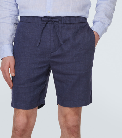 Shop Frescobol Carioca Felipe Linen And Cotton Shorts In Blue
