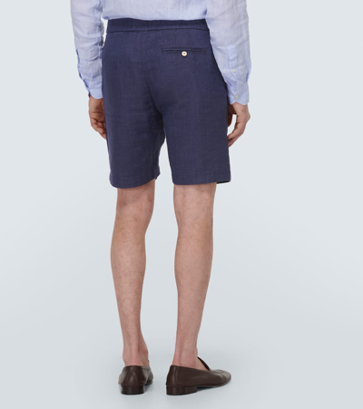 Shop Frescobol Carioca Felipe Linen And Cotton Shorts In Blue