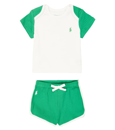 Shop Polo Ralph Lauren Baby Set Of Cotton T-shirt And Shorts In Grün