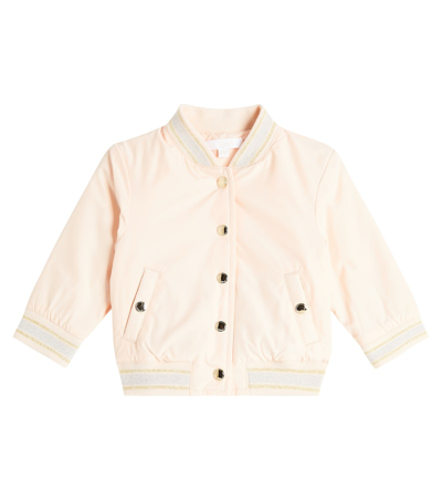 Shop Chloé Baby Embroidered Bomber Jacket In Pink