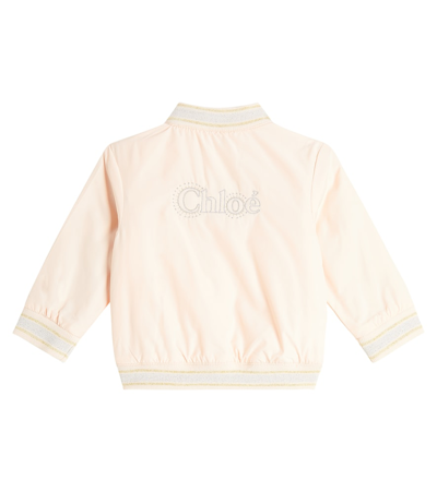 Shop Chloé Baby Embroidered Bomber Jacket In Pink