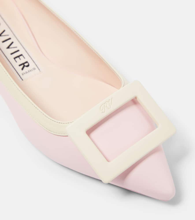 Roger Vivier Leather Gommettine Ballet Flats With Maxi Buckle In Multicoloured