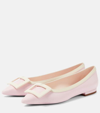 Roger Vivier Leather Gommettine Ballet Flats With Maxi Buckle In Multicoloured