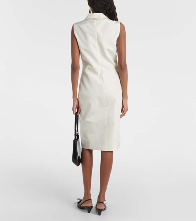 Prada Half-zip Silk-blend Midi Dress In White