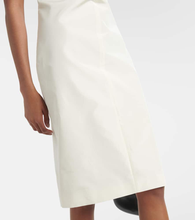 Prada Half-zip Silk-blend Midi Dress In White