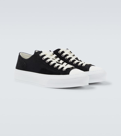 Shop Givenchy City Suede And Canvas Sneakers In Black
