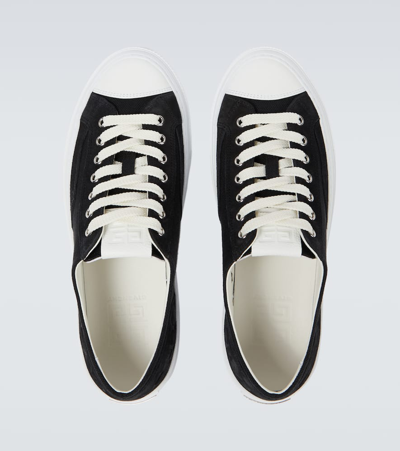 Shop Givenchy City Suede And Canvas Sneakers In Black