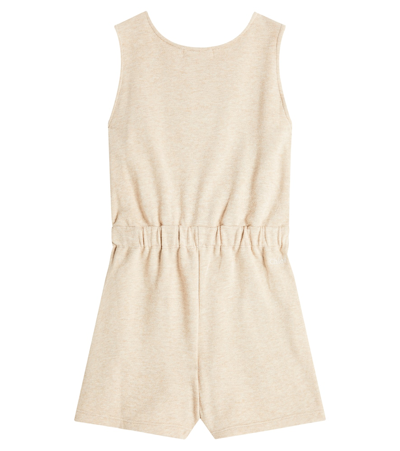 Shop Chloé Kids Cotton Fleece Playsuit In Beige