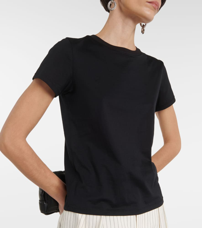 Frame Fitted Crew Tee Cotton Jersey T-shirt In Black