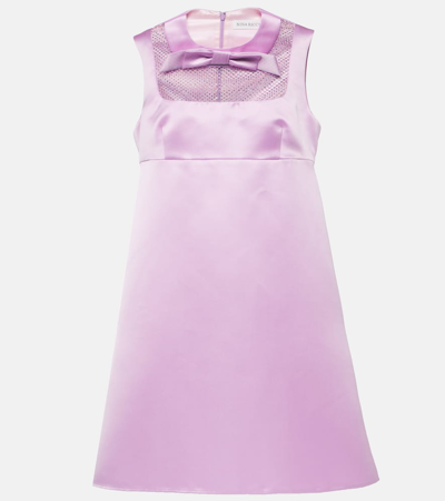 Nina Ricci Bow-detail Satin-finish Minidress In Pink