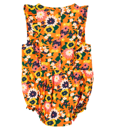 The Animals Observatory Baby Meerkat Cotton Playsuit In Orange