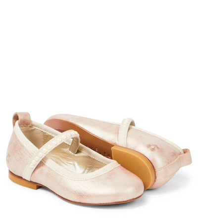 Shop Bonpoint Aisha Leather Mary Jane Ballet Flats In Pink