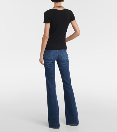 Frame Rib Baby Tee Jersey Top In Black