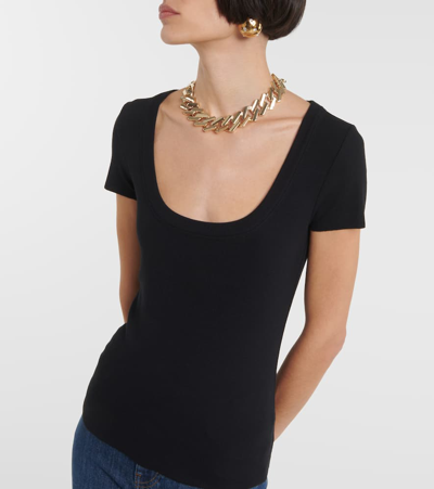 Frame Rib Baby Tee Jersey Top In Black