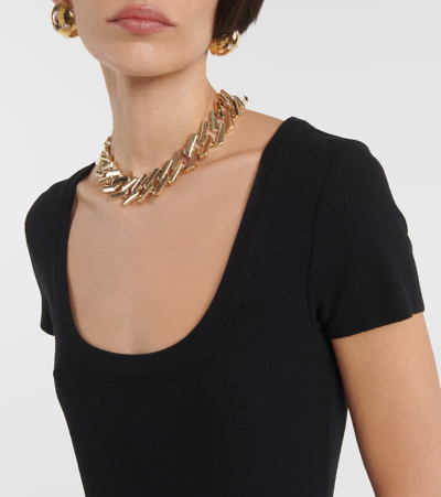Frame Rib Baby Tee Jersey Top In Black