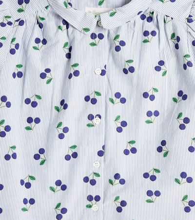 Bonpoint Adele Printed Cotton Poplin Blouse In Blue