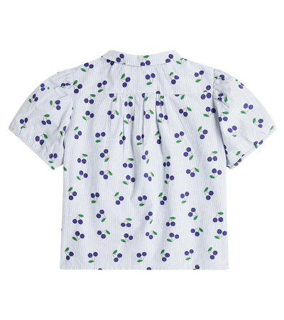 Bonpoint Adele Printed Cotton Poplin Blouse In Blue