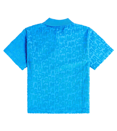 Shop Marc Jacobs Logo Cotton-blend Polo Shirt In Blue