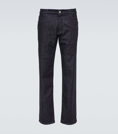 Shop Giorgio Armani Low-rise Straight Jeans In Blue