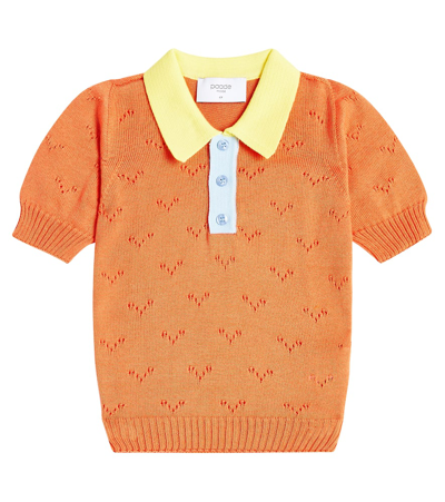 Shop Paade Mode Wave Knitted Cotton Polo Shirt In Orange