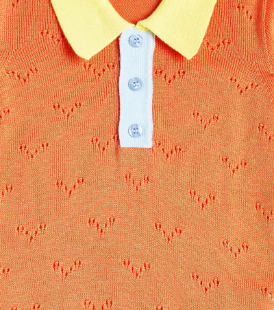 Shop Paade Mode Wave Knitted Cotton Polo Shirt In Orange