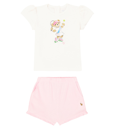 Shop Polo Ralph Lauren Baby Set Of Cotton T-shirt And Shorts In Pink