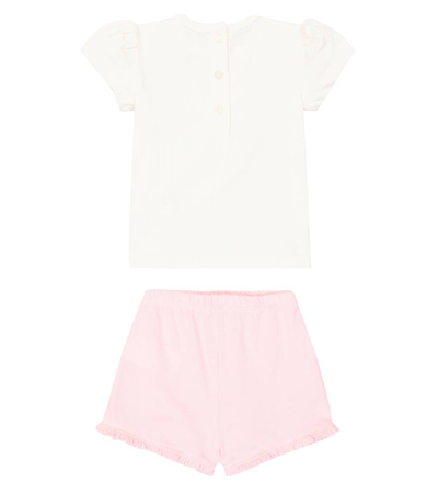 Shop Polo Ralph Lauren Baby Set Of Cotton T-shirt And Shorts In Pink