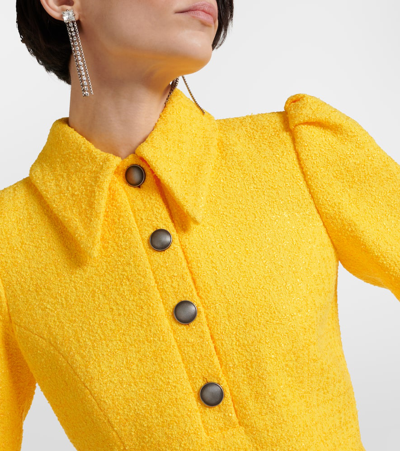 Shop Alessandra Rich Tweed Minidress In Yellow