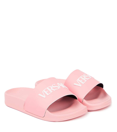 Shop Versace Logo Slides In Pink