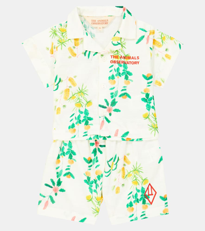 The Animals Observatory Baby Magpie Shirt And Shorts Set In White