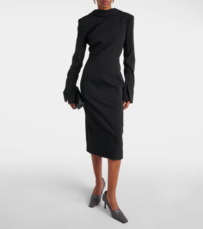 Shop Acne Studios Dadress High-neck Midi Dress In Black