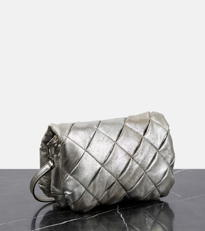 Shop Loewe Goya Puffer Mini Metallic Leather Shoulder Bag In Silver