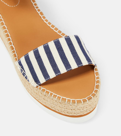 Shop See By Chloé Glyn Striped Espadrille Wedges In Blue