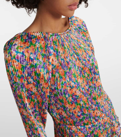 Plan C Floral Pleated Midi Dress In Multicoloured
