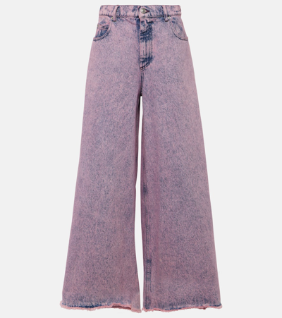 Marni Marble-effect Wash Wide-leg Jeans In Pink