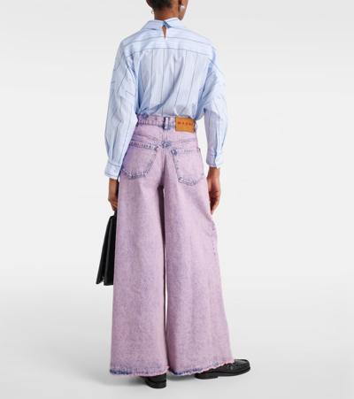 Marni Marble-effect Wash Wide-leg Jeans In Pink