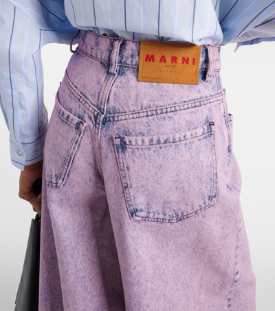 Marni Marble-effect Wash Wide-leg Jeans In Pink