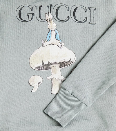 Shop Gucci X Peter Rabbit Printed Jersey Hoodie In Grey