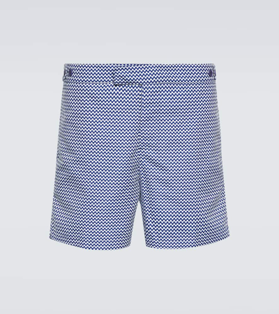 Shop Frescobol Carioca Copacabana Printed Swim Trunks In Blue