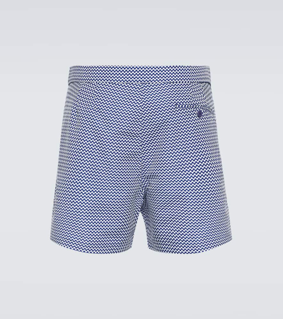 Shop Frescobol Carioca Copacabana Printed Swim Trunks In Blue