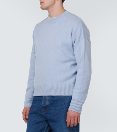 Shop Ami Alexandre Mattiussi Cropped Wool And Cashmere Sweater In Blue