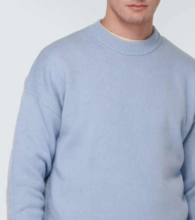 Shop Ami Alexandre Mattiussi Cropped Wool And Cashmere Sweater In Blue