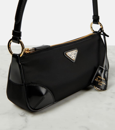 Prada Re-edition 2002 Small Leather Shoulder Bag In Black